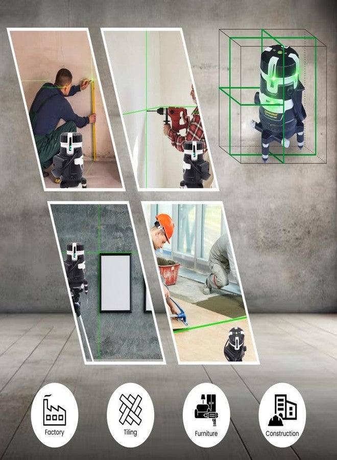 TOMAHAWK® TLL-S-05 60° Green Laser Level, Self-Levelling, IP54 Dustproof, ±1mm High Accuracy, Rechargeable Batteries, Ideal for Indoor Construction & DIY - Image 4